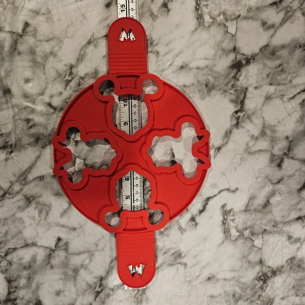 Red Mickey Mouse Pancake Pan Molds Four Cavity Silicone‎ Novelty Breakfast Fun